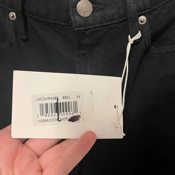 NWT FRAME DENIM L'homme Cut Off Denim Shorts - Black Denim Distressed - Picture 8 of 8